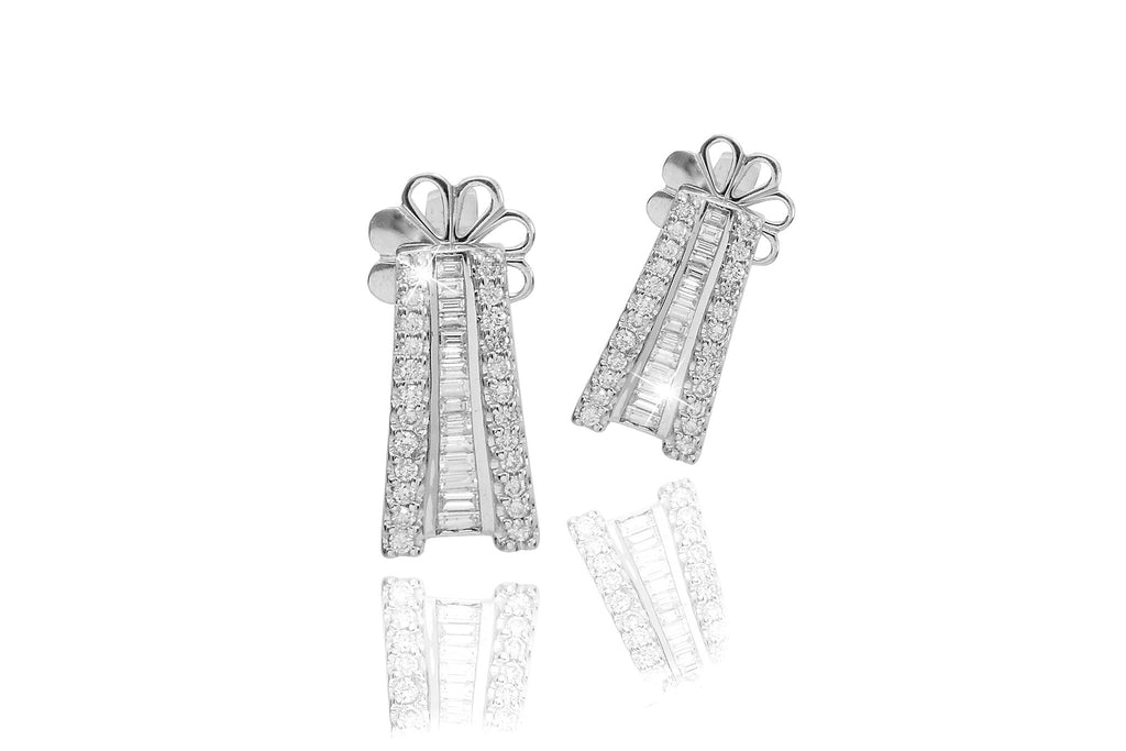 Multi Cut Diamond 18K White Gold Earrings - OUT OF STOCK