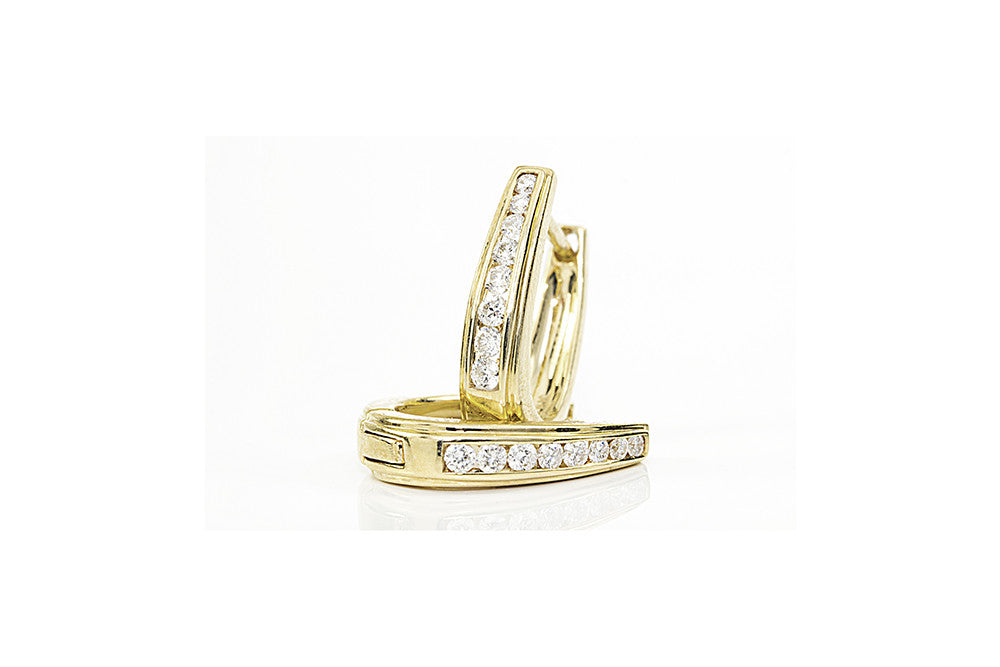 Diamond 18K Yellow Gold Hoop Earrings