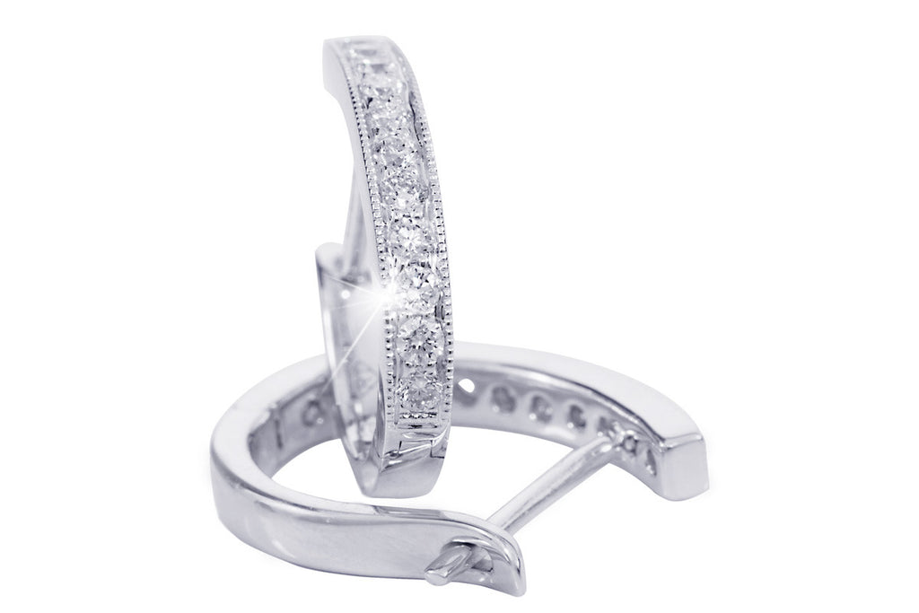 Diamond 18K White Gold Hoop Earrings