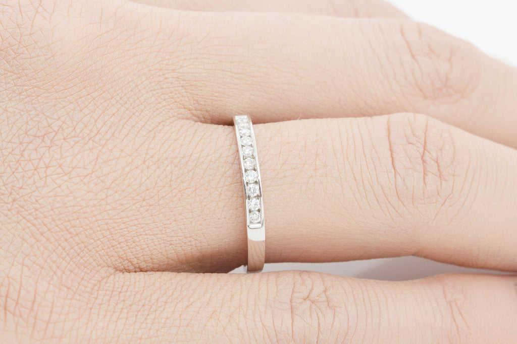 Channel Set Diamond Half Eternity 18K White Gold Ring - OUT OF STOCK