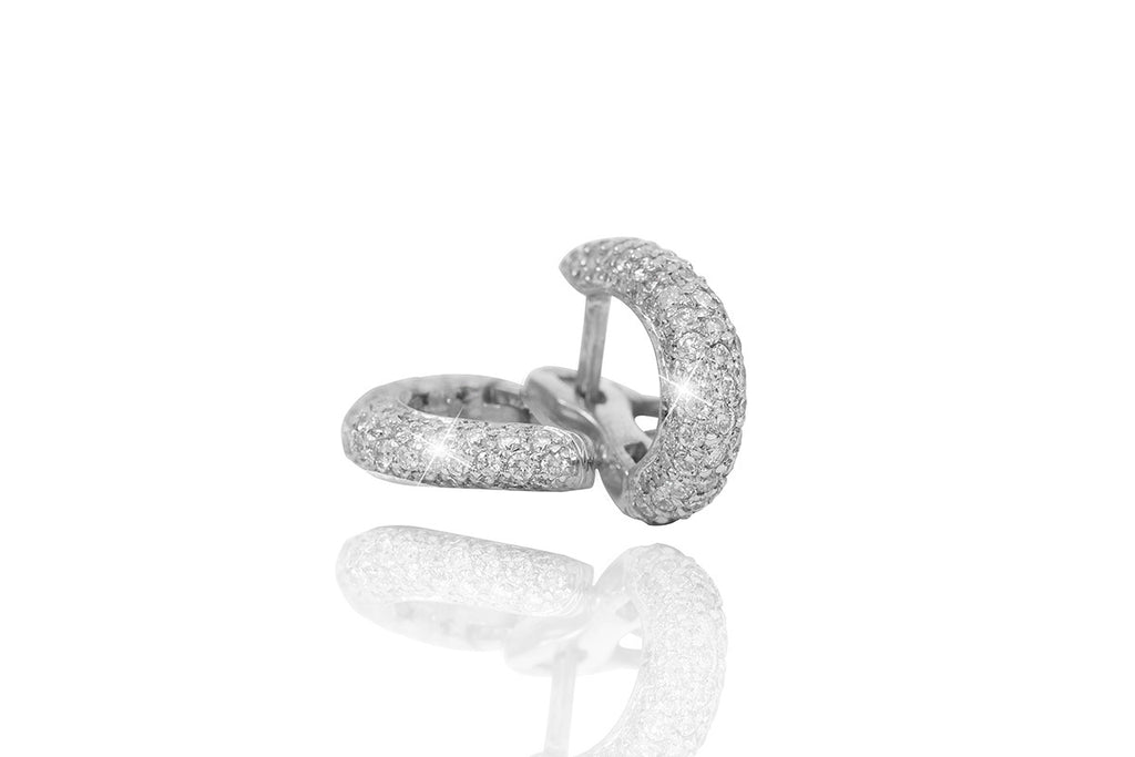 Diamond Hoop 18K White Gold Earrings