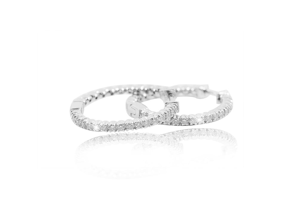 Diamond Hoop 18K White Gold Earrings