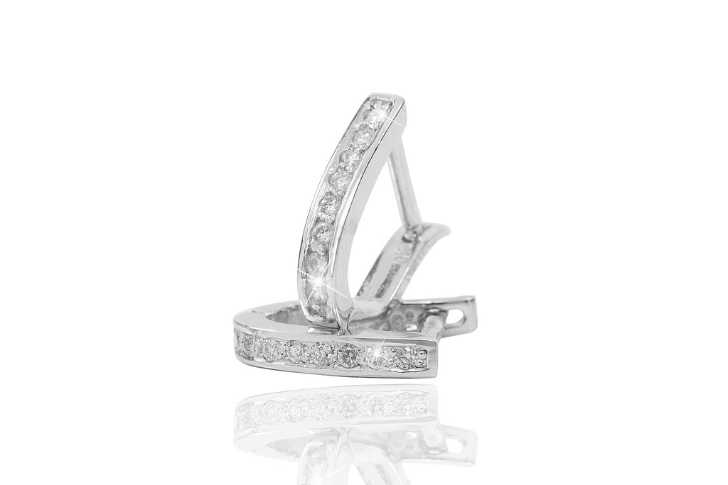 Diamond 18K White Gold Hoop Earrings - OUT OF STOCK