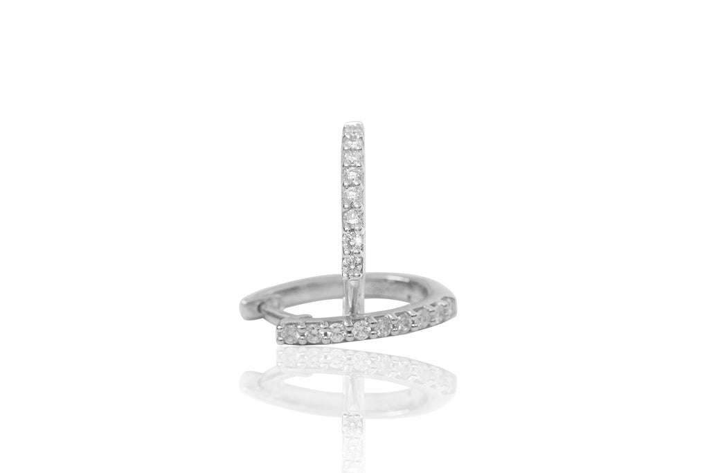 Diamond 18K White Gold Hoop Earrings