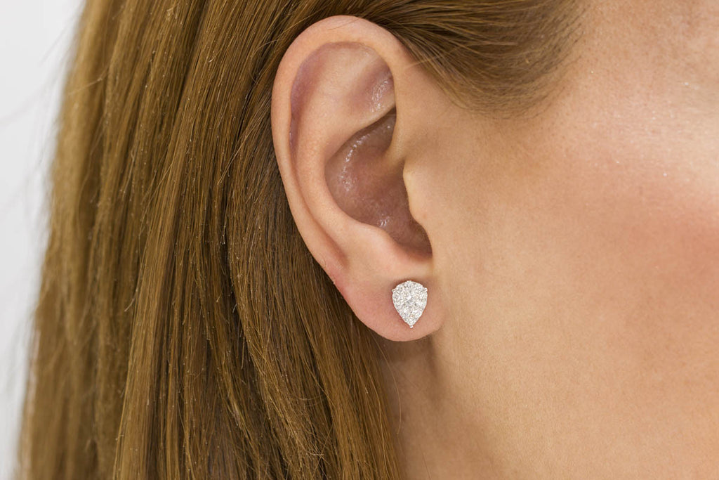 Pear Shaped Diamond 18K White Gold Earring - OUT OF STOCK