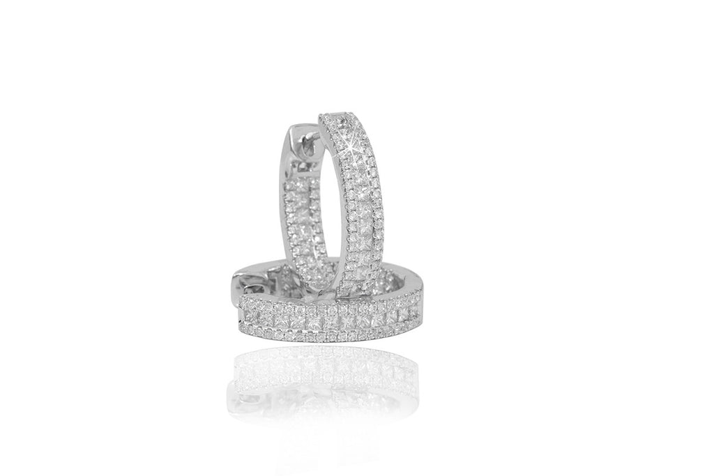 Diamond Hoop 18K White Gold Earrings