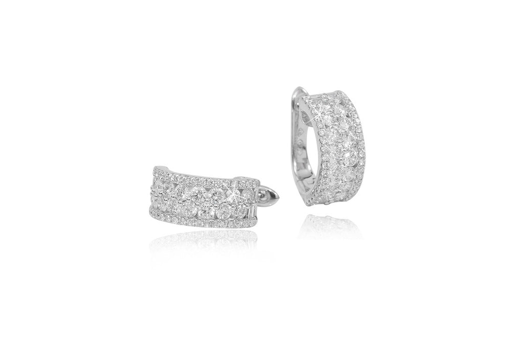Filigree Diamond 18K White Gold Hoop Earrings
