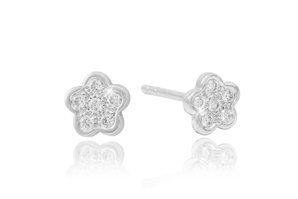 Diamond Illusion 18K White Gold Stud Earrings