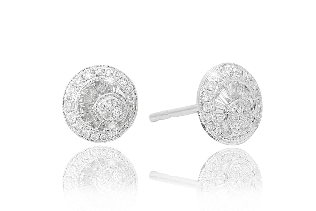 Diamond Multicut 18K White Gold Stud Earrings