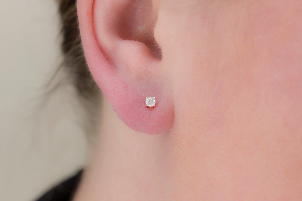 Round Brilliant Cut Diamond 18K Rose Gold Stud Earrings