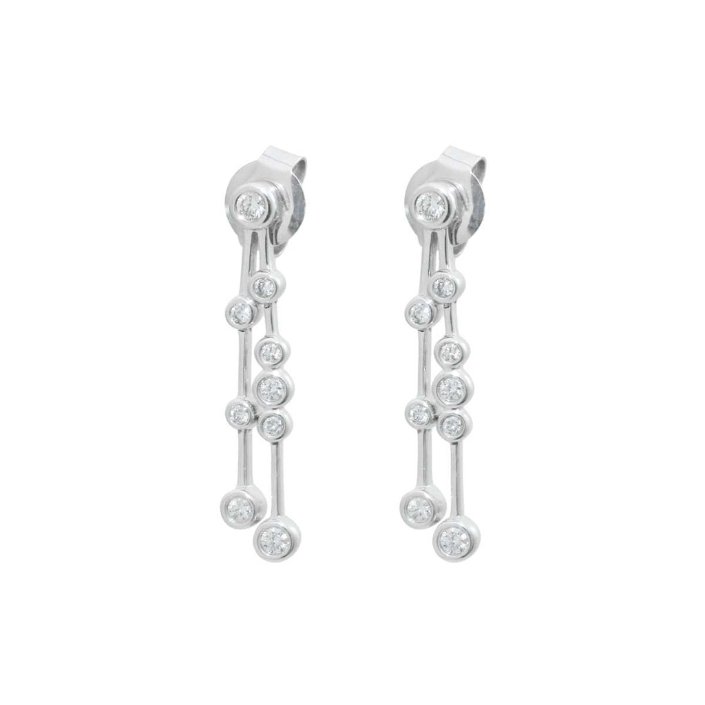 Dangly 18K White Gold Diamond Earrings