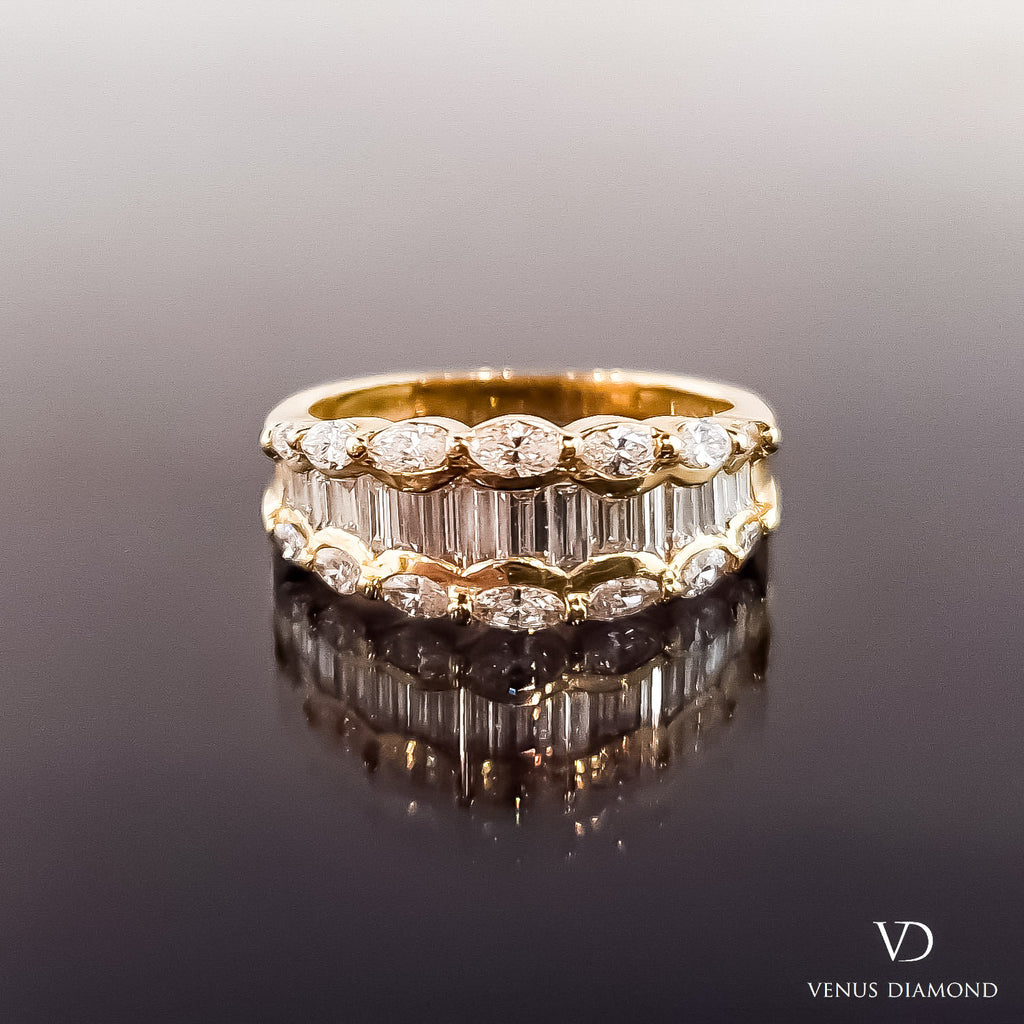 18k Yellow Gold Multi-Cut Half Eternity Ring