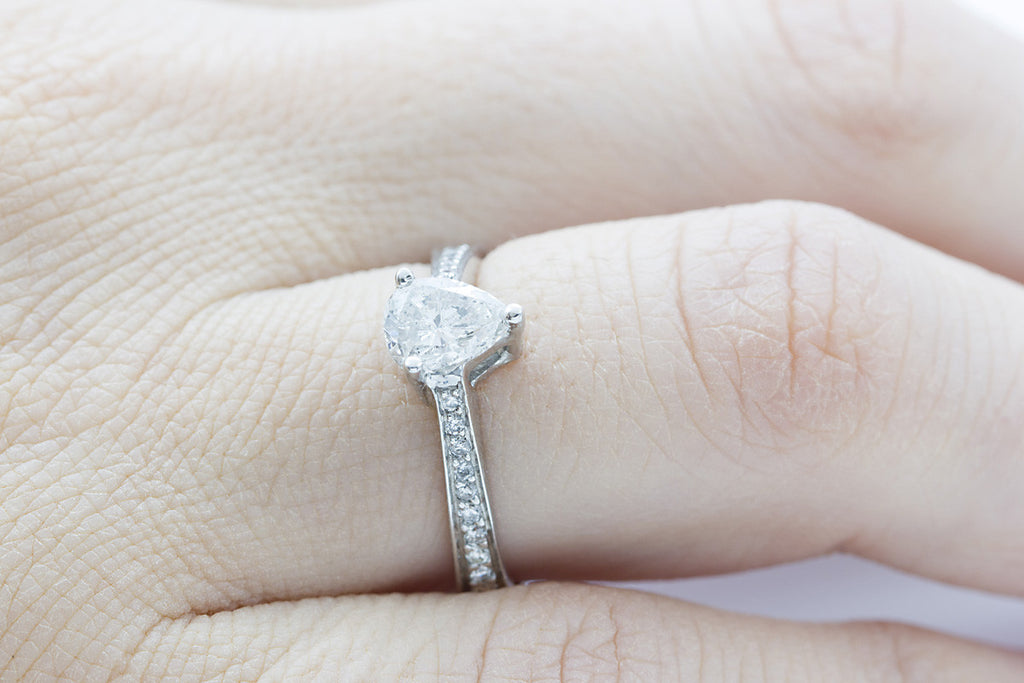 Pear Shaped Diamond 14K White Gold Ring