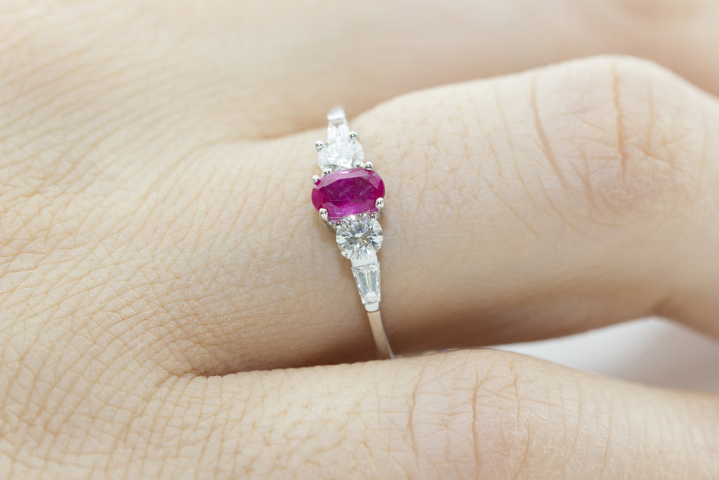 Ruby and Diamond 18K White Gold Ring