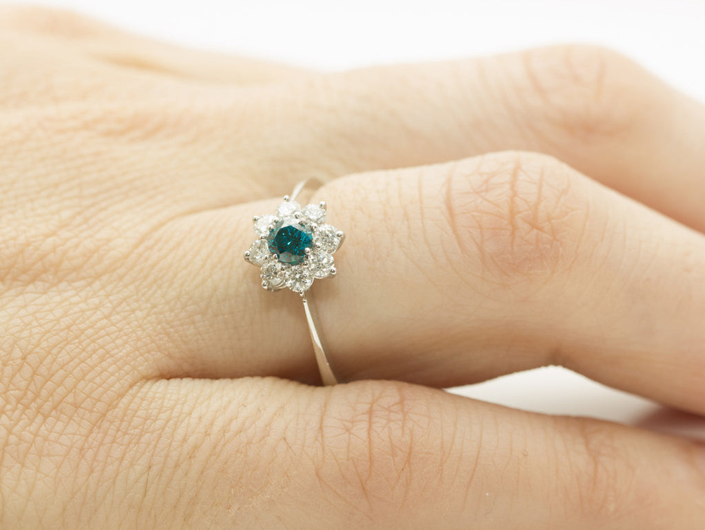 Diamond Cluster 18K White Gold Ring - OUT OF STOCK