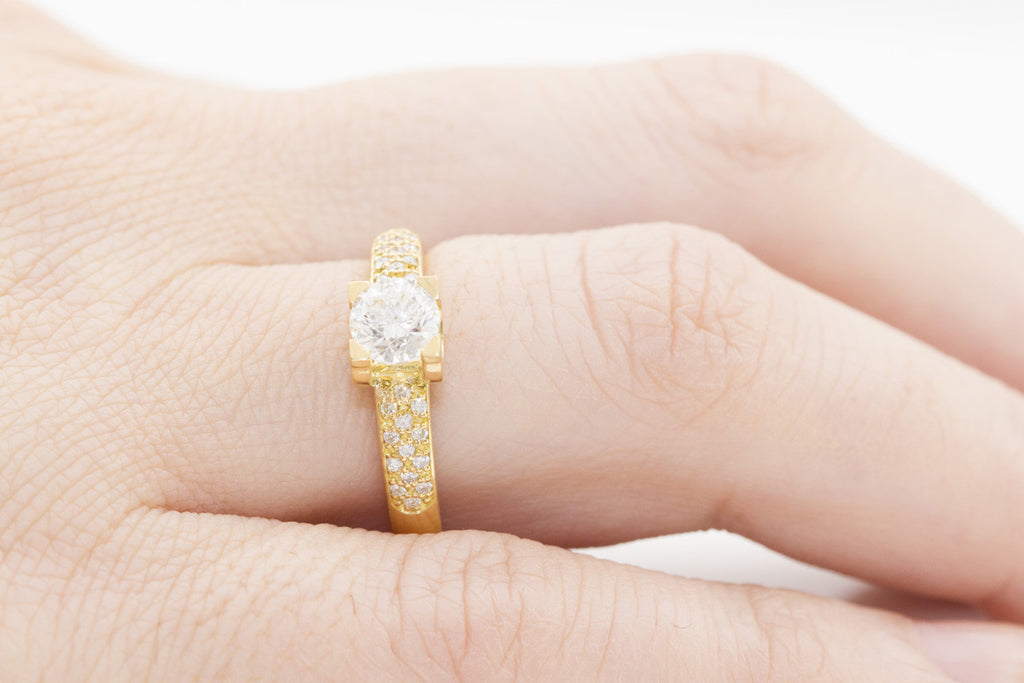 Tension Set Diamond 18K Yellow Gold Ring
