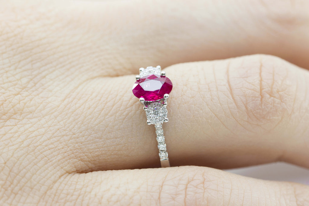 Ruby and Diamond Trilogy 18K White Gold Ring