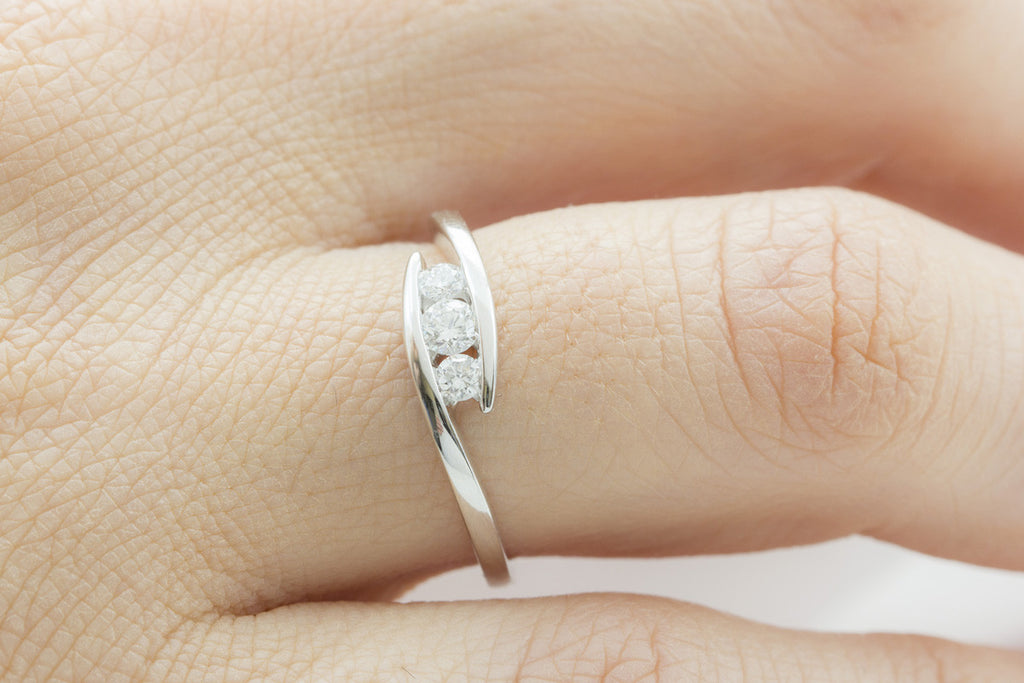 Three Stone Diamond Trilogy 18K White Gold Ring - OUT OF STOCK