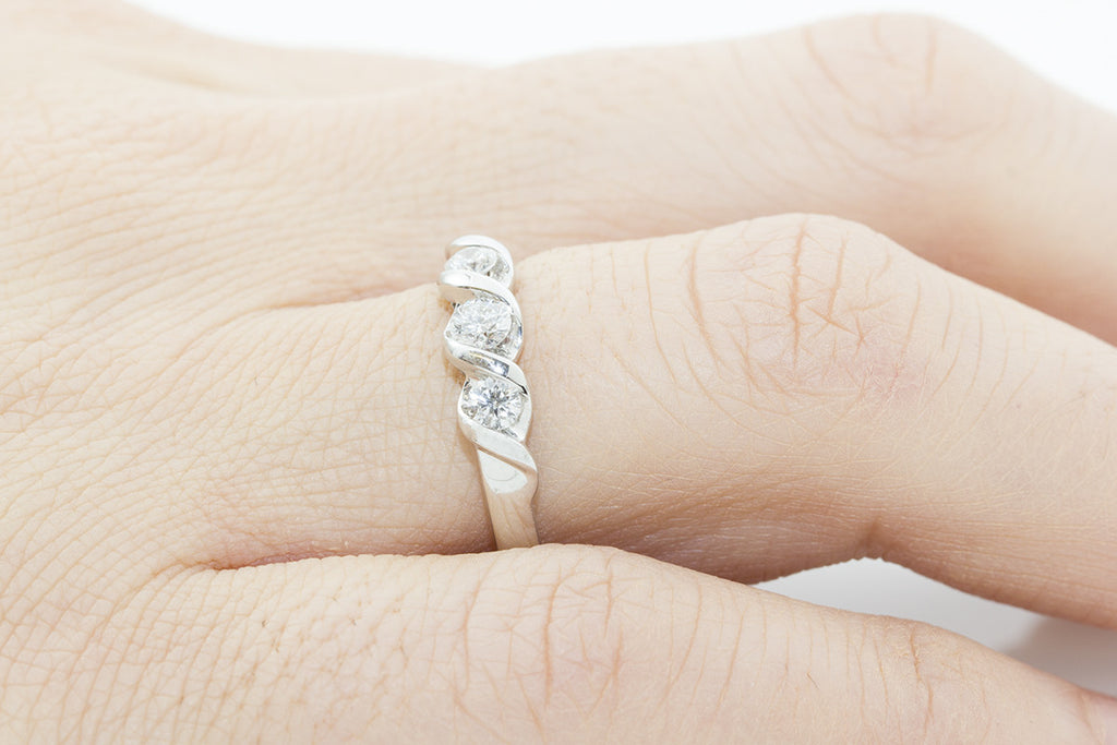 Diamond Trilogy Fancy 18K White Gold Ring - OUT OF STOCK