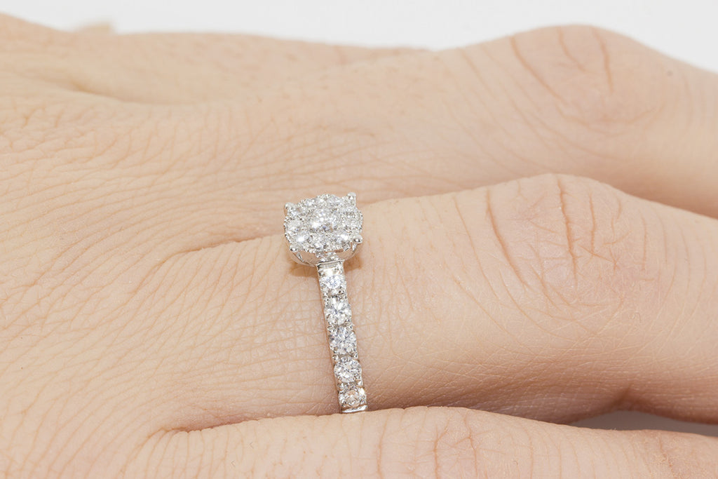 Illusion Set Diamond 18K White Gold Engagement Ring - OUT OF STOCK