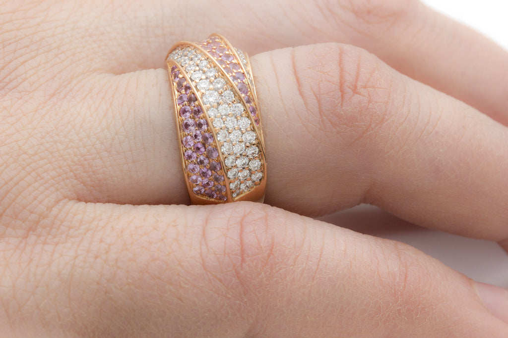 Pink Sapphire and Diamond 18K Rose Gold Dress Ring
