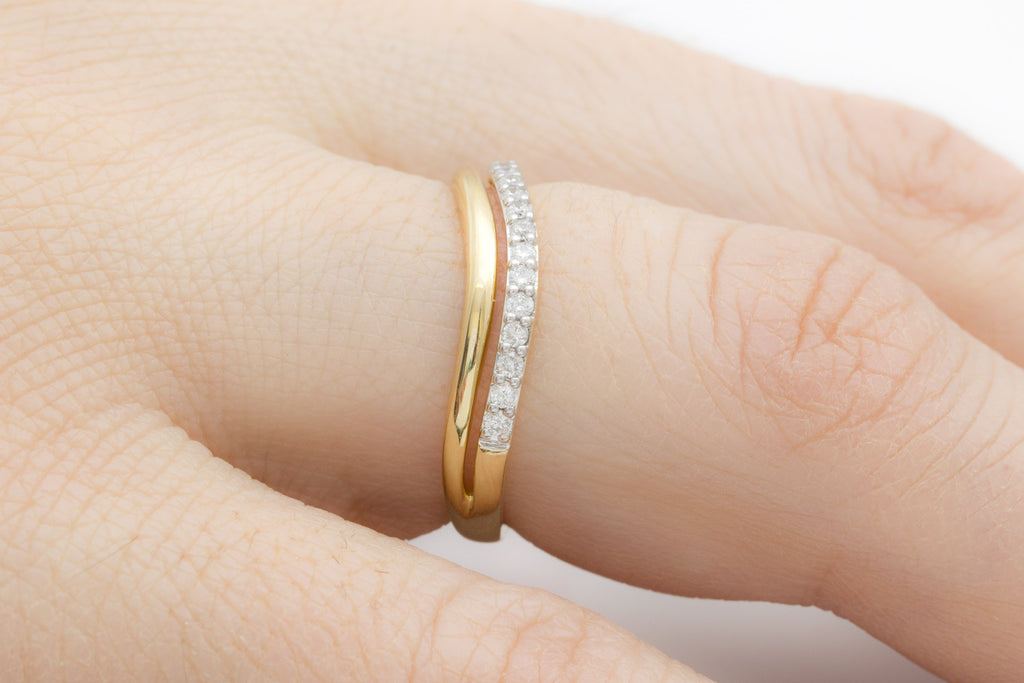 Two Tier Shaped Diamond 18K Yellow Gold Ring
