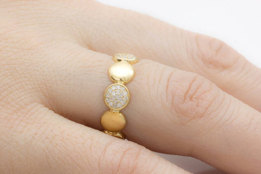 Multi Circular Diamond 18K Yellow Gold Ring