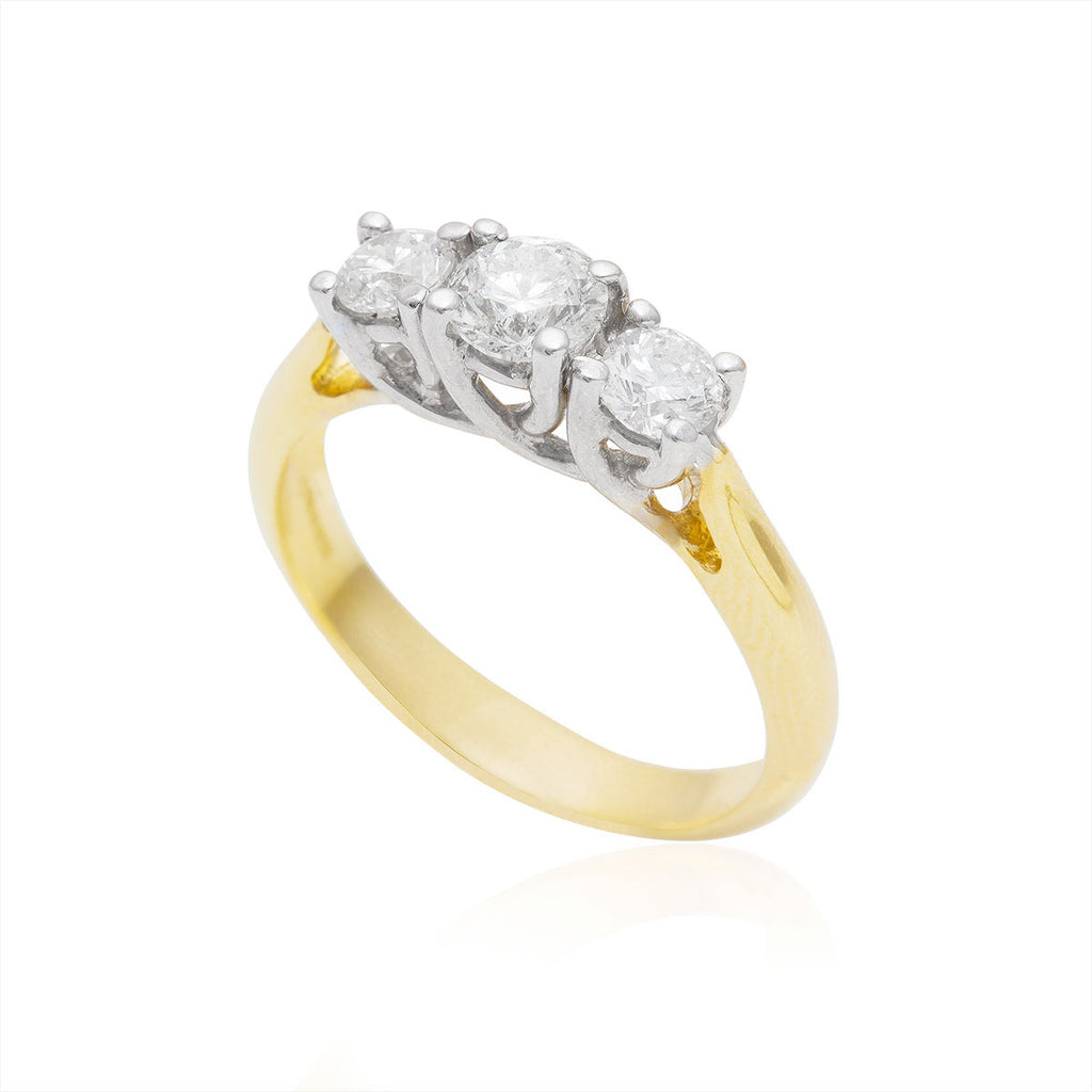 Diamond Trilogy  18K Yellow Gold Ring