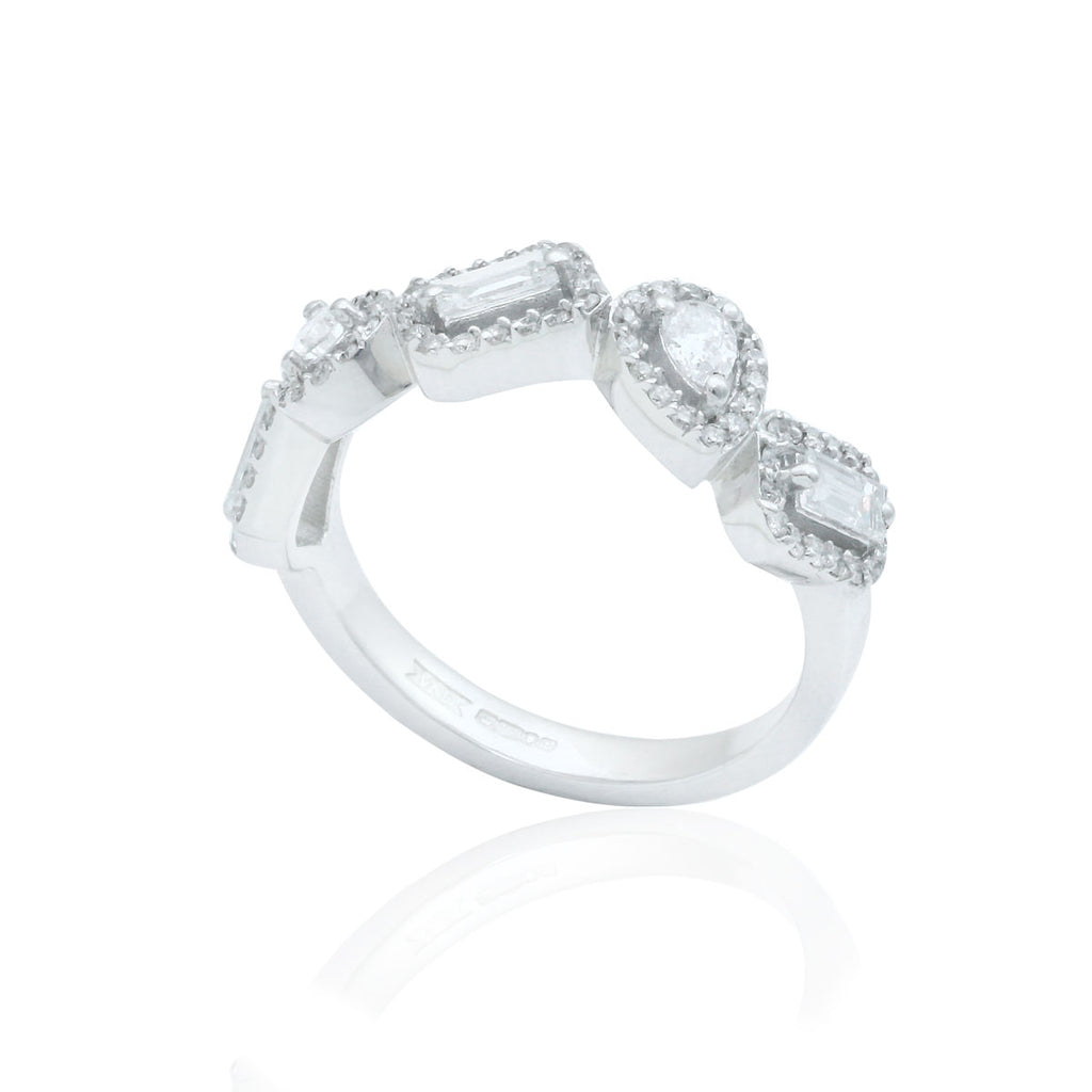 Multi Cut 18K White Gold Diamond Dress Ring