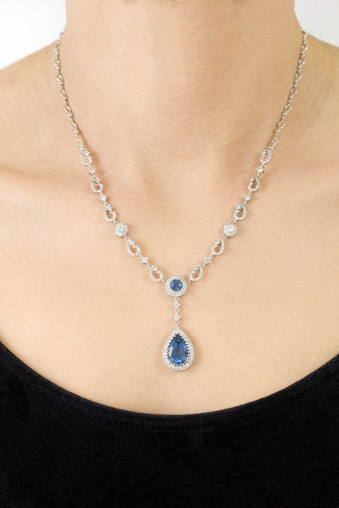 Topaz and Diamond 18K White Gold Necklace