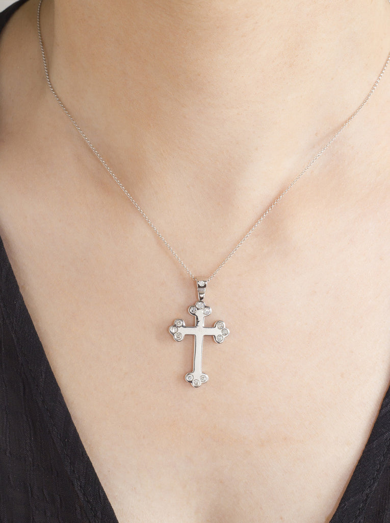 Diamond Cross 18K White Gold Pendant