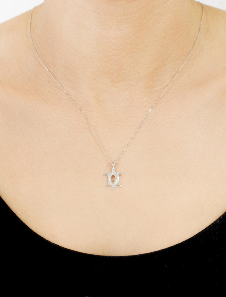 Diamond Turtle 18K White Gold Pendant