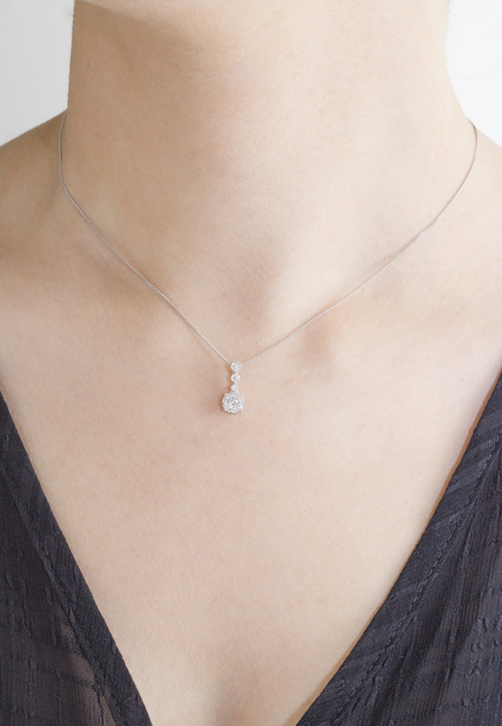 Multi Stone Diamond 18K White Gold Pendant