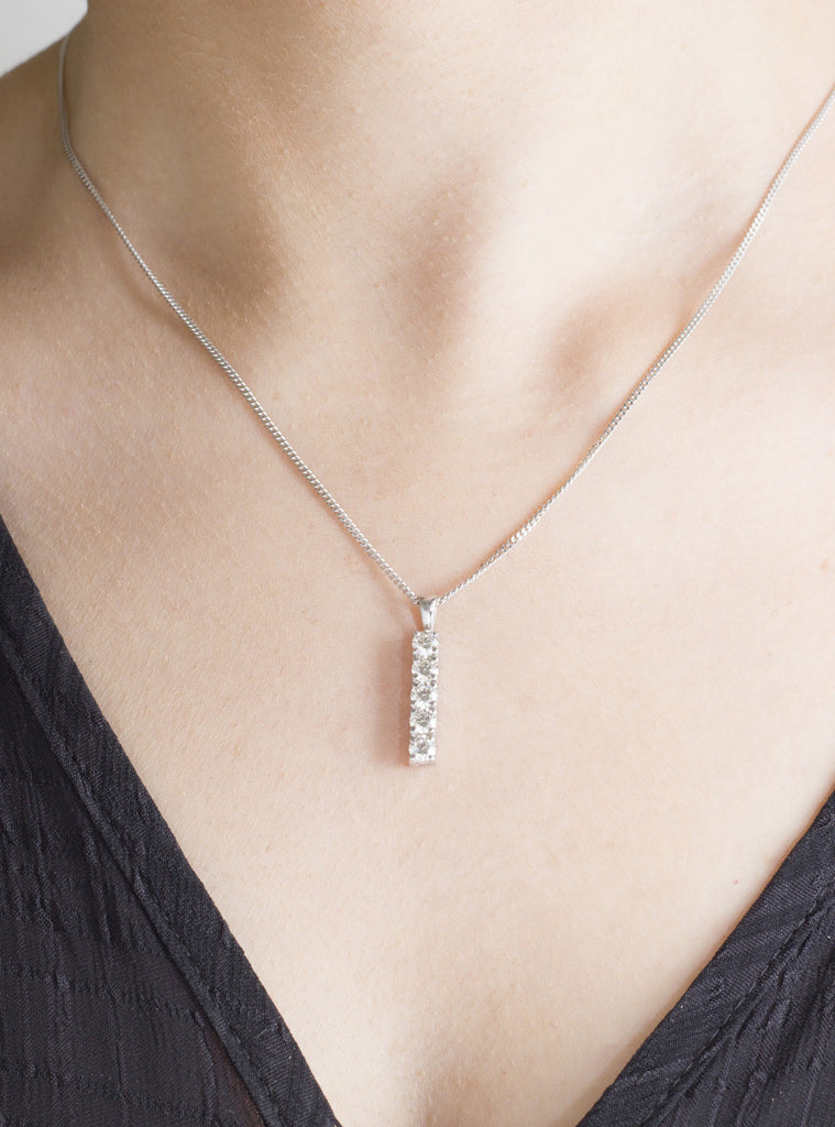 Five Stone Diamond 18K White Gold Pendant