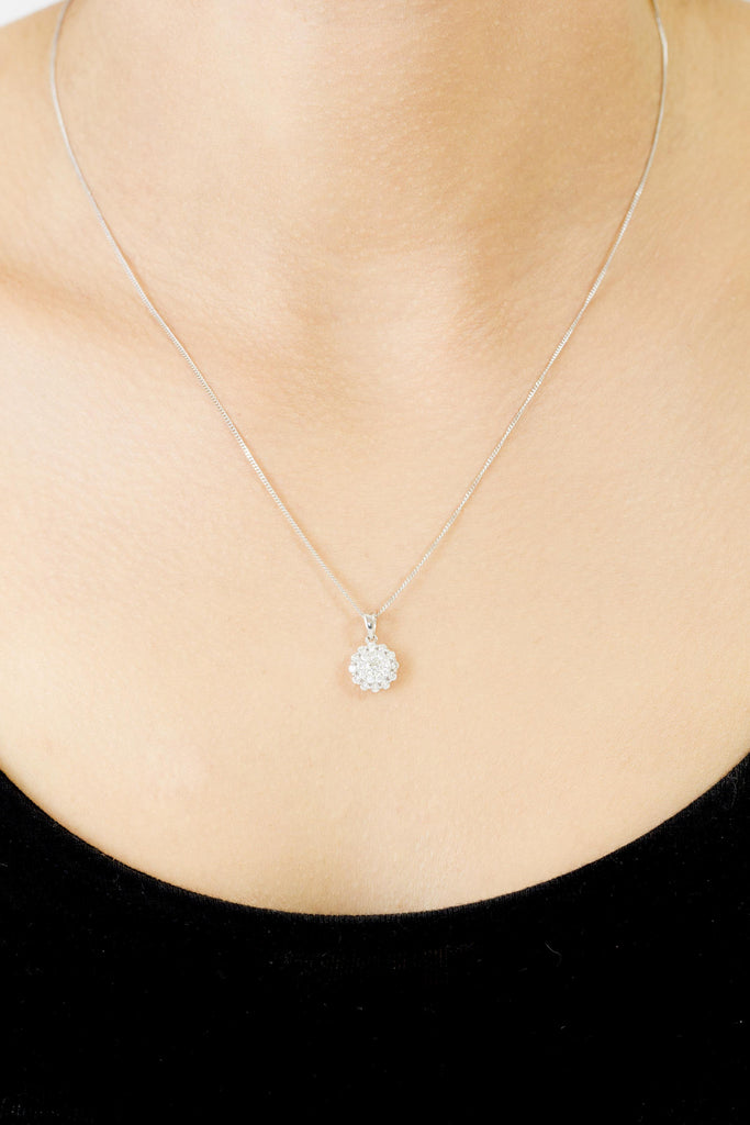 Multistone Illusion Set 18K White Gold Diamond Pendant - OUT OF STOCK