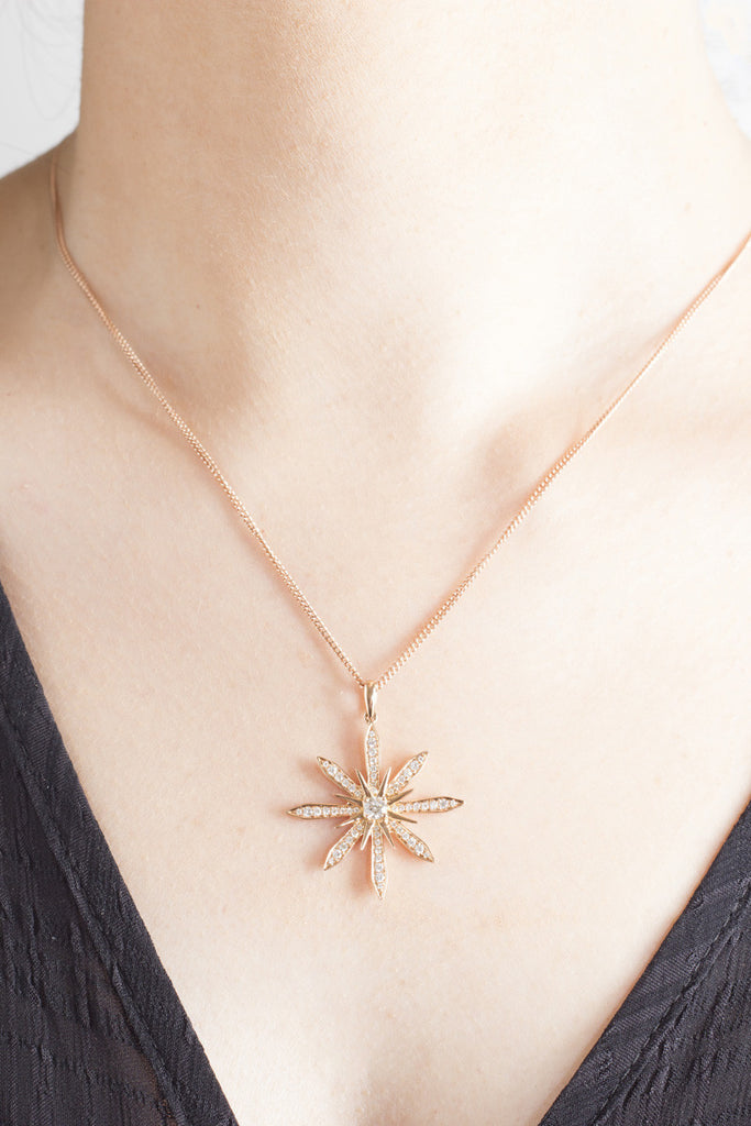 Star Shaped Diamond 18K Rose Gold Pendant