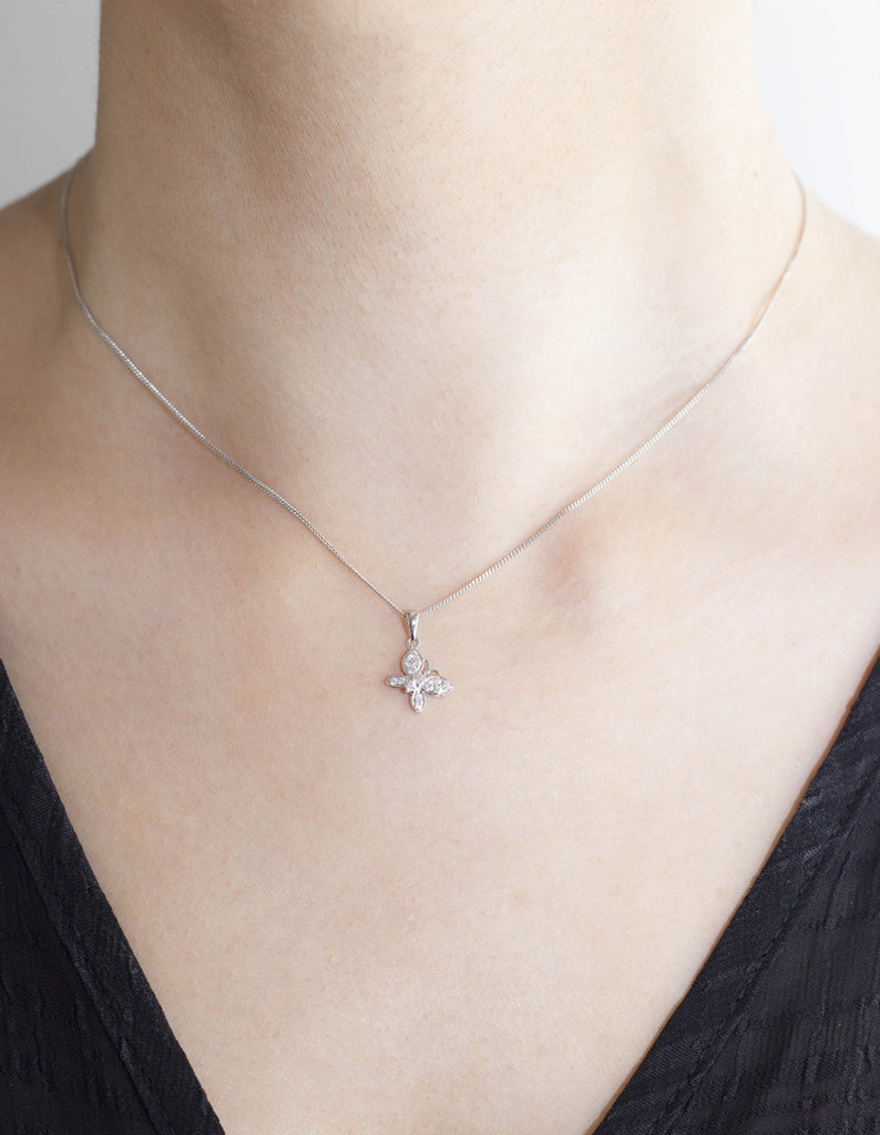 Butterfly Diamond 18K White Gold Pendant