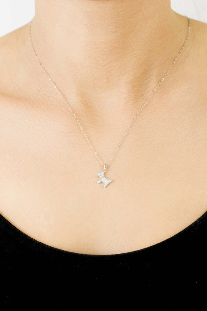 Dog Shape Diamond 18K White Gold Pendant