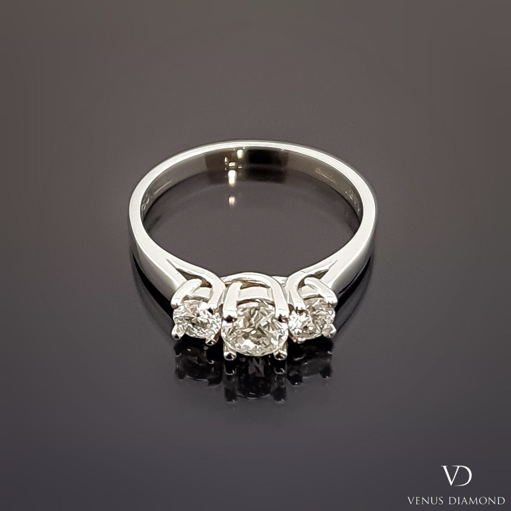 18k White Gold Diamond Trilogy Ring