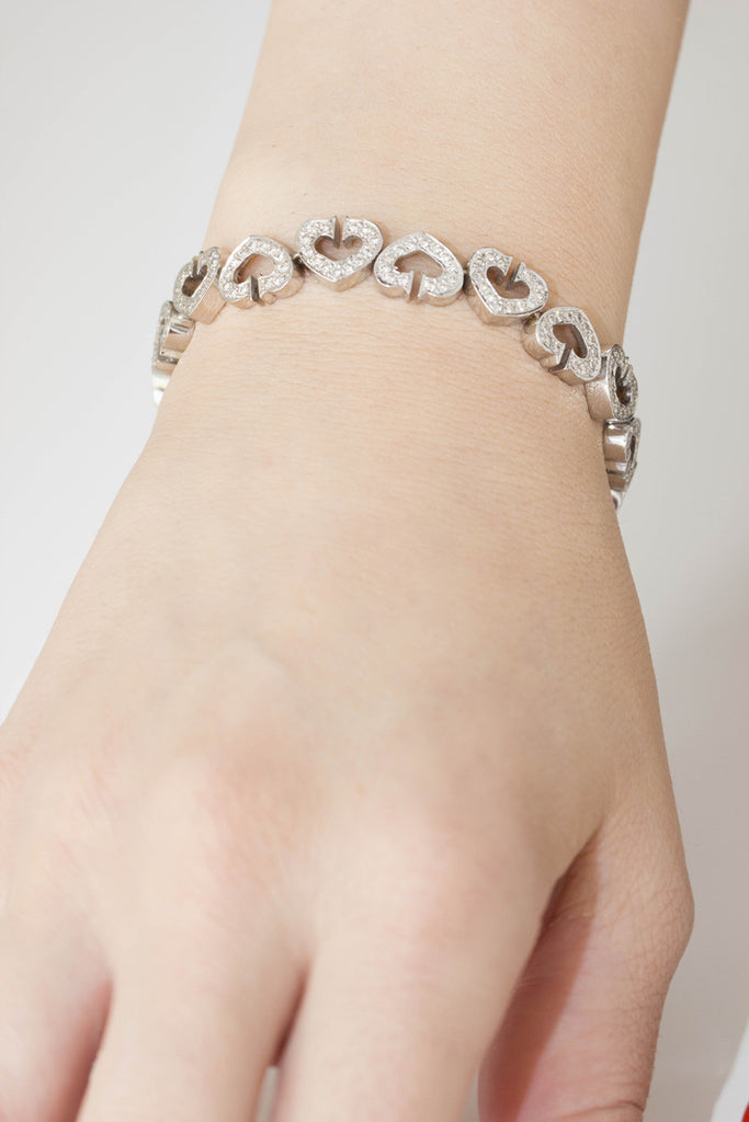 Heart Shaped Diamond 18K White Gold Bracelet