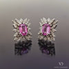 18k White Gold Diamond and Pink Sapphires Earrings
