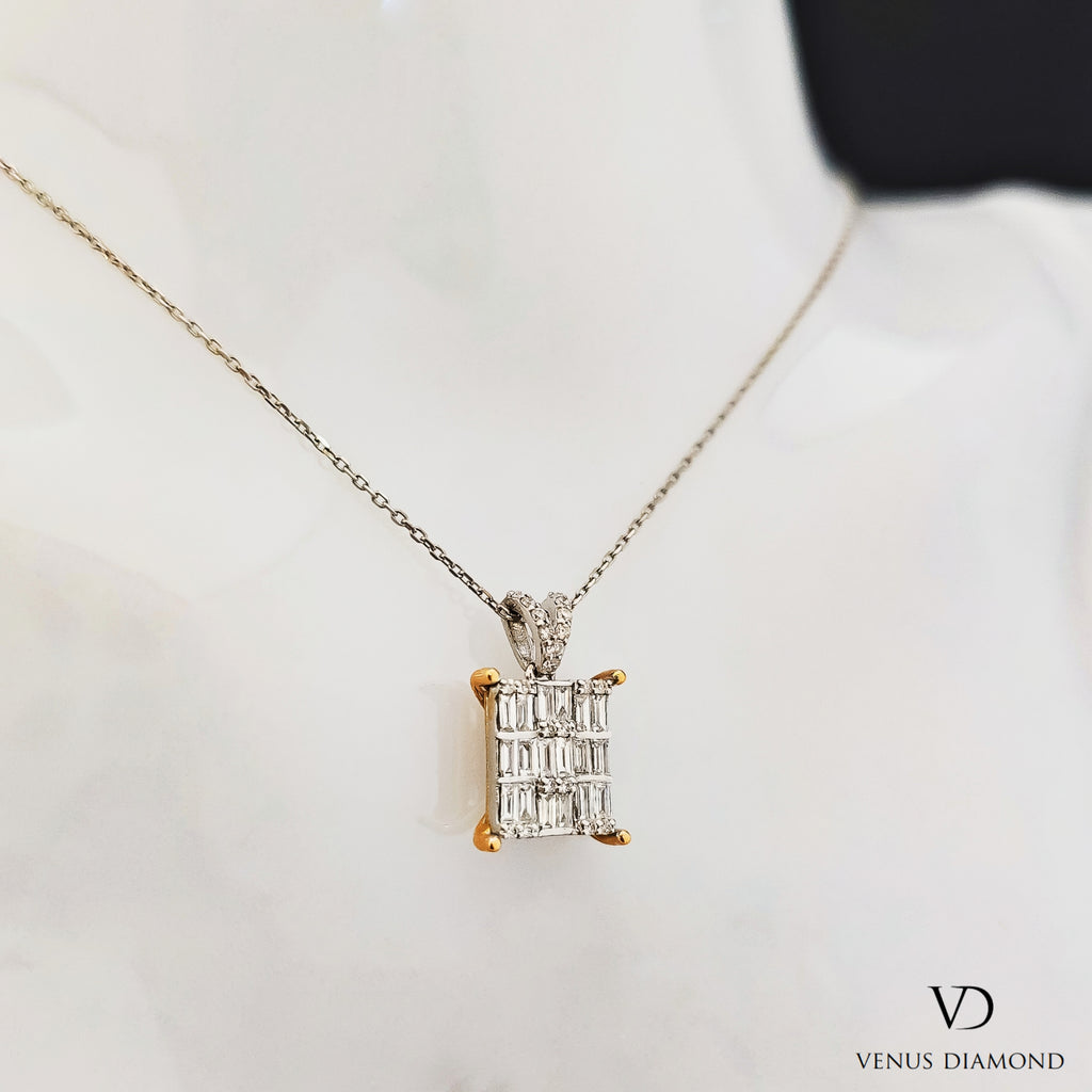 18k Baguette Cut Diamond Pendant