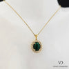 18k Yellow Gold Malachite Diamond Cluster Pendant