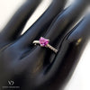 18k White Gold Diamond and Pink Sapphire Ring