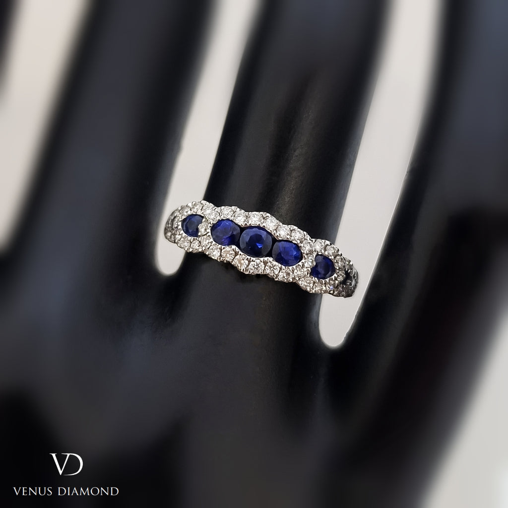 18k White Gold Diamond and Sapphire Eternity Ring