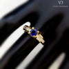 18k Yellow Gold Diamond and Blue Sapphire Ring