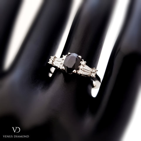 18k White Gold Diamond and Sapphire Ring