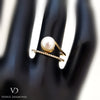 18K Yellow Gold Diamond and Pearl Ring