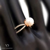 18k Rose Gold Diamond and Pearl Ring