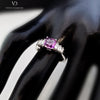 18K White Gold Purple Sapphire and Diamond Ring